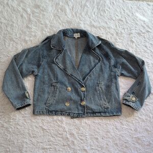 Denim Double-Breasted Women's Jacket